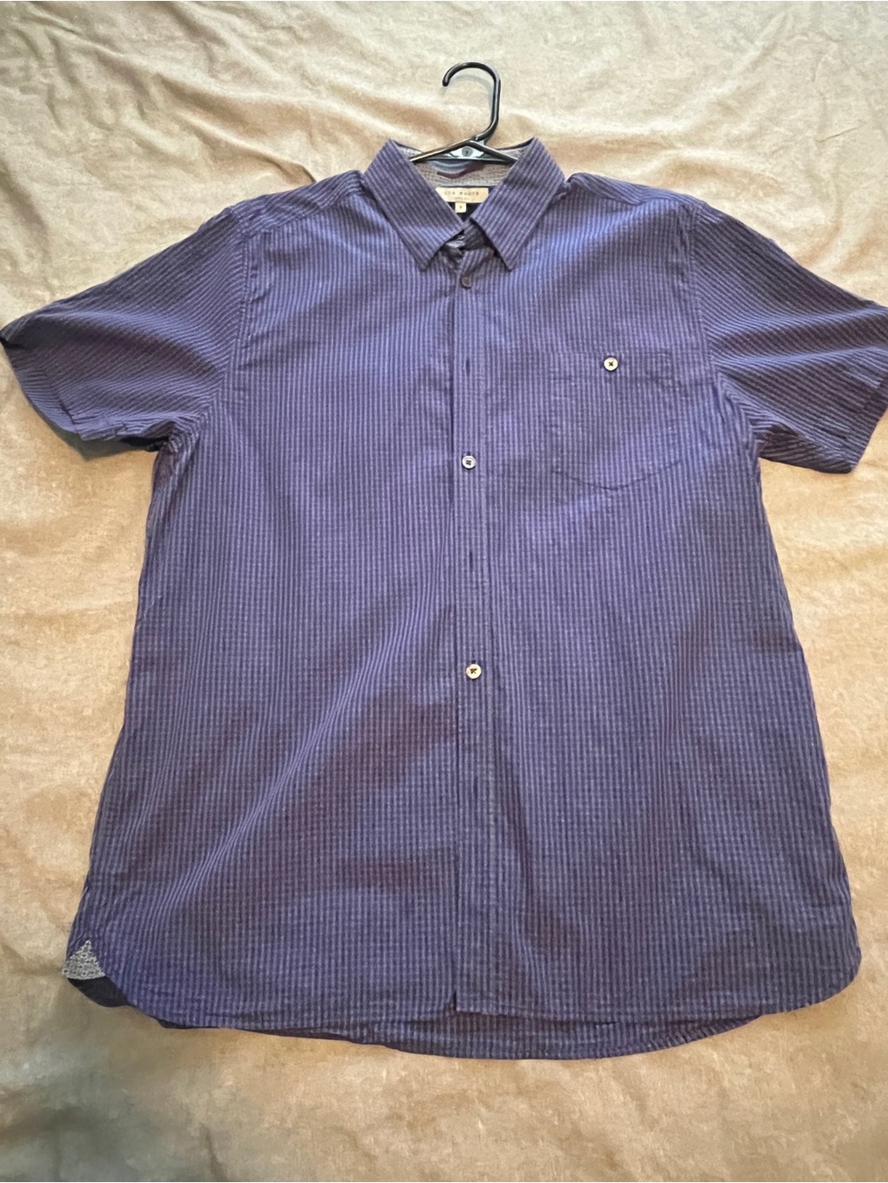 Ted Baker Men's Short-Sleeve Button-Up Shirt - Navy Thin-Striped